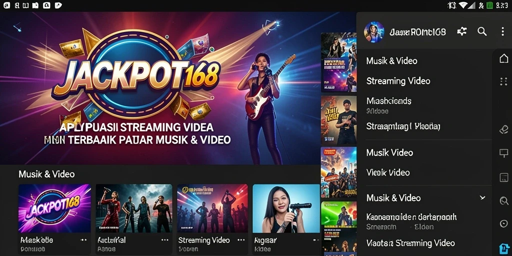 Antarmuka aplikasi JACKPOT168 yang menarik dan fungsional untuk Streaming Video.