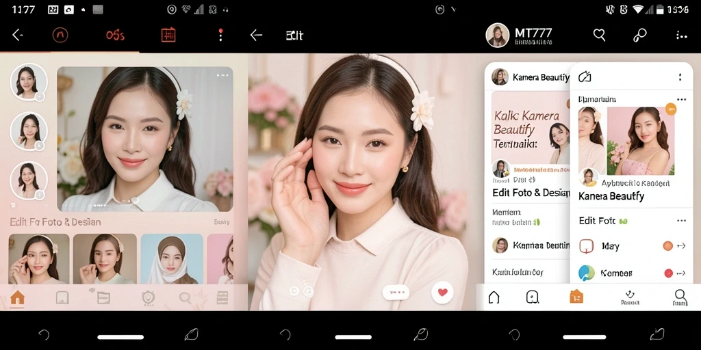 Antarmuka intuitif aplikasi Kamera Beautify MT777 yang memukau.