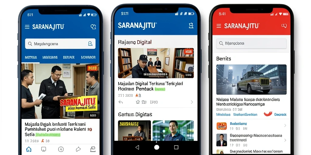 Antarmuka aplikasi SARANAJITU menampilkan berita dan artikel terkini.