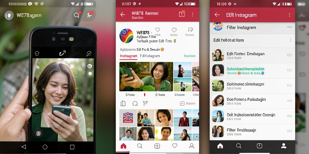 Tampilan antarmuka WE878 yang menarik dengan beragam filter Instagram.