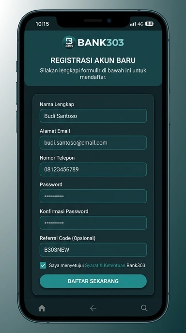 Registrasi Mudah di bank303 untuk Pengguna Android